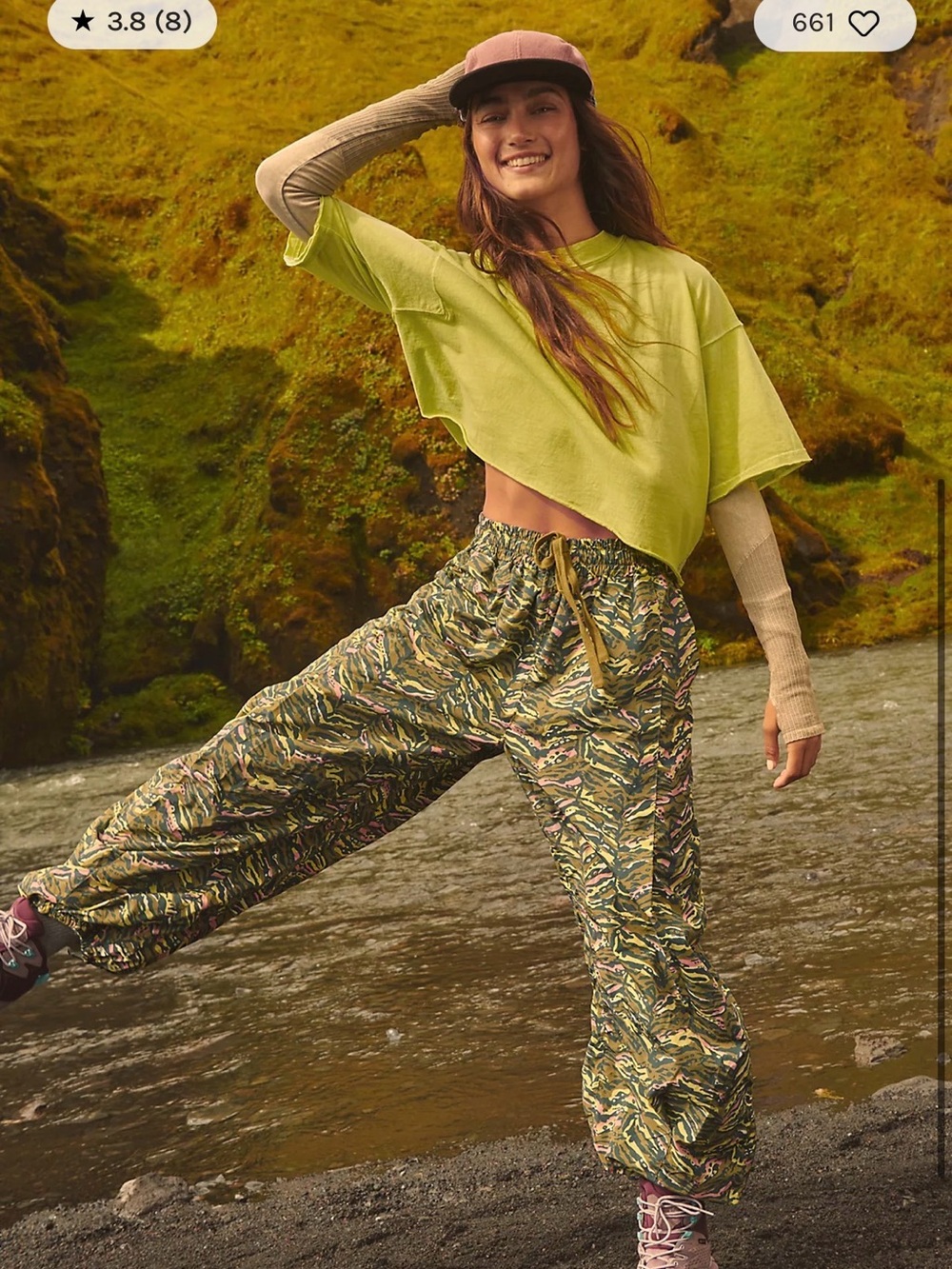 Free People Olive Camo Drawstring Jogger Pants